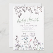 Uitnodiging voor een babyborrel met wilde bloemen  (Voorkant)