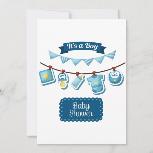 Uitnodiging voor een babyboy shower (Voorkant)