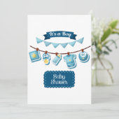 Uitnodiging voor een babyboy shower (Staand voorkant)