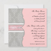 Uitnodiging voor een babyfeest - Franse damasten k (Achterkant)