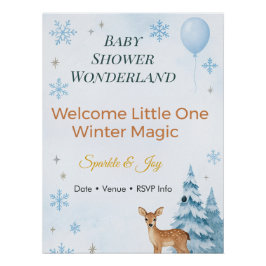 Uitnodiging voor een babyfeest Hert Winter Wonderl Perfect Poster