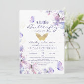 Uitnodiging voor een babyfeest met een vlindertje (Staand voorkant)