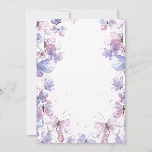 Uitnodiging voor een babyfeest met een vlindertje (Achterkant)