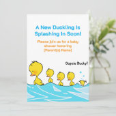 Uitnodiging voor een babyfeest – Oopsie Ducky (Staand voorkant)