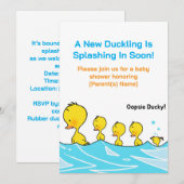 Uitnodiging voor een babyfeest – Oopsie Ducky (Voorkant / Achterkant)
