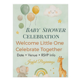 Uitnodiging voor een babyfeest | Regenboog | Olifa Perfect Poster