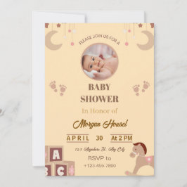 Uitnodiging voor een Babyfeest | Zachte Beige Baby