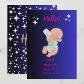 Uitnodiging voor een babyfeestje voor een pasgebor (Voorkant / Achterkant)