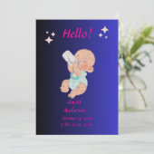 Uitnodiging voor een babyfeestje voor een pasgebor (Staand voorkant)