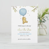 Uitnodiging voor een babyshower met een knuffelbee (Staand voorkant)