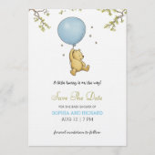 Uitnodiging voor een babyshower met een knuffelbee (Voorkant)