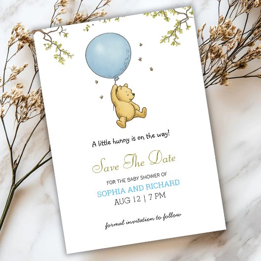 Uitnodiging voor een babyshower met een knuffelbee
