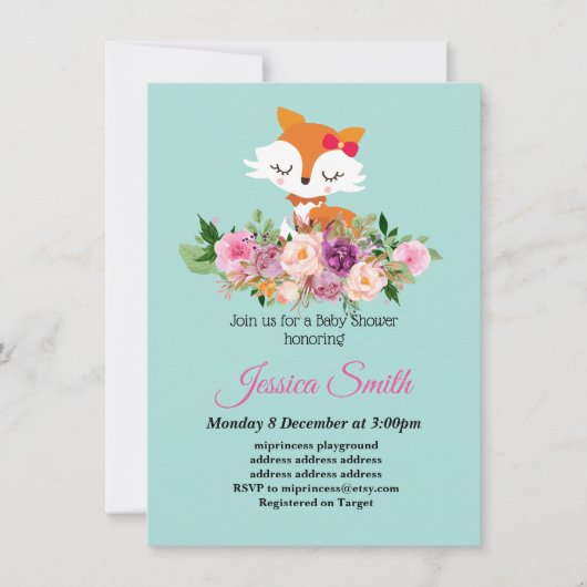 uitnodiging voor een babyshower met een lief klein (Voorkant)