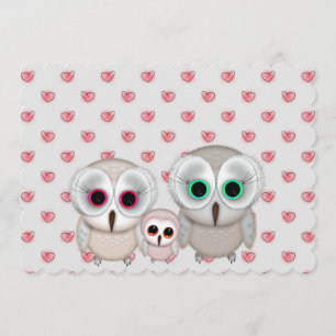 Uitnodiging voor een babyshower met een lief uilen