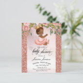 Uitnodiging voor een babyshower met roze gouden Af (Staand voorkant)