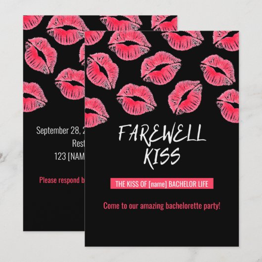 Uitnodiging voor een Bachelorette Party "Farewell  (Voorkant / Achterkant)