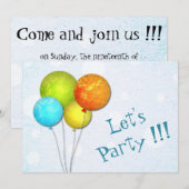 Uitnodiging voor een ballonpartij (Voorkant / Achterkant)