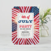 Uitnodiging voor een barbecuefeest op 4 juli (Staand voorkant)