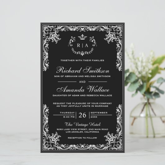  uitnodiging voor een   begroting voor een zwarte  (Staand voorkant)