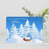 Uitnodiging voor een besneeuwde hut (Staand voorkant)