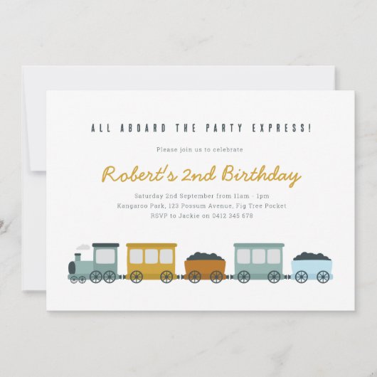  uitnodiging voor een "Birthday Party"-trap (Voorkant)