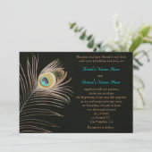Uitnodiging voor een Black Peackock Wedding (Staand voorkant)