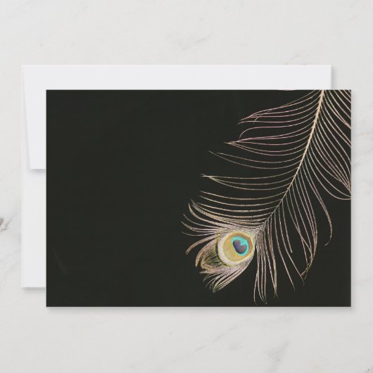 Uitnodiging voor een Black Peackock Wedding (Achterkant)
