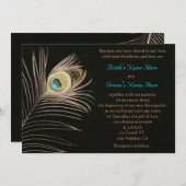 Uitnodiging voor een Black Peackock Wedding (Voorkant / Achterkant)