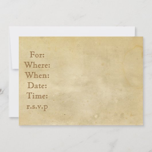 Uitnodiging voor een blanco Antiek themafeest (Achterkant)