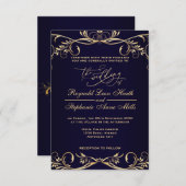 Uitnodiging voor een blauwe bruiloft (Voorkant / Achterkant)