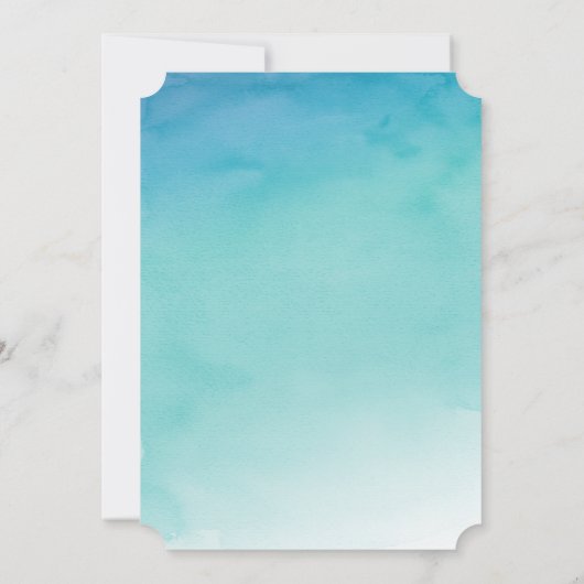 Uitnodiging voor een blauwe en Blauwgroen Waterver (Achterkant)