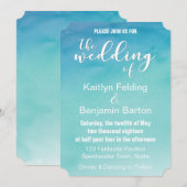 Uitnodiging voor een blauwe en Blauwgroen Waterver (Voorkant / Achterkant)