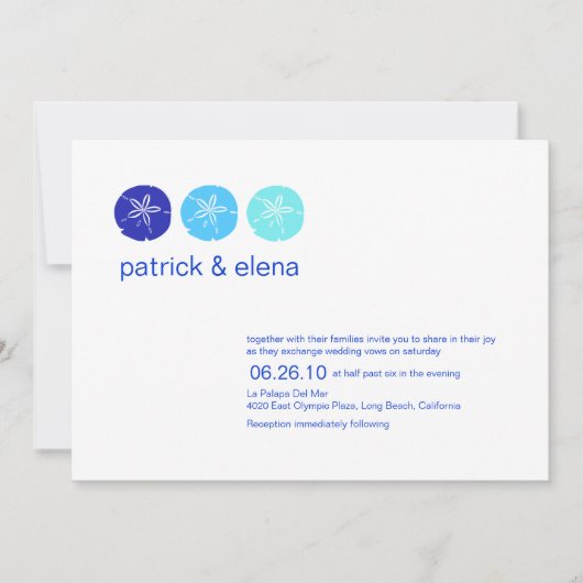 Uitnodiging voor een blauwe en dollaire bruiloft (Voorkant)
