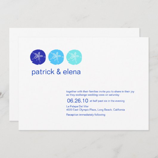 Uitnodiging voor een blauwe en dollaire bruiloft (Voorkant / Achterkant)