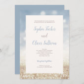 Uitnodiging voor een blauwe en goudbruine achtergr (Voorkant / Achterkant)