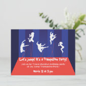 Uitnodiging voor een blauwe en Oranje trampoline (Staand voorkant)