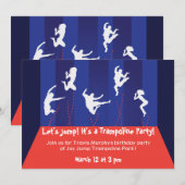 Uitnodiging voor een blauwe en Oranje trampoline (Voorkant / Achterkant)