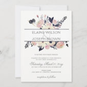 Uitnodiging voor een blauwe en pekelroze bruiloft (Voorkant)