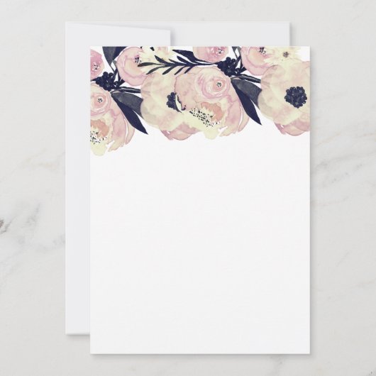 Uitnodiging voor een blauwe en pekelroze bruiloft (Achterkant)