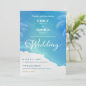 Uitnodiging voor een blauwe en witte Waterverf om  (Staand voorkant)