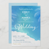 Uitnodiging voor een blauwe en witte Waterverf om  (Voorkant / Achterkant)