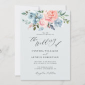 uitnodiging voor een blauwe en zwarte bruiloft (Voorkant)