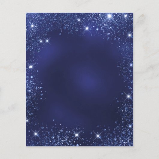Uitnodiging voor een blauwe glitter-budget voor ke flyer (Achterkant)