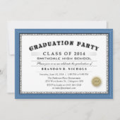 Uitnodiging voor een blauwe grensdiploma Style Afs (Voorkant)