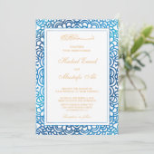 uitnodiging voor een blauwe moslim bruiloft (Staand voorkant)