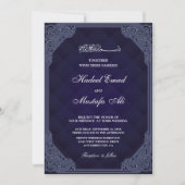 Uitnodiging voor een blauwe moslimbruiloft voor le (Voorkant)