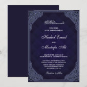 Uitnodiging voor een blauwe moslimbruiloft voor le (Voorkant / Achterkant)