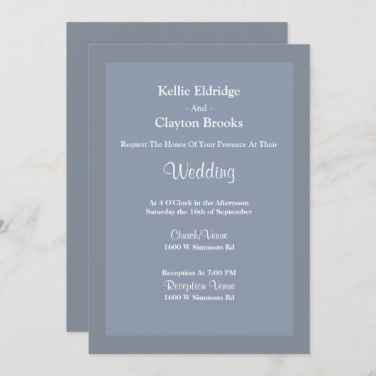 Uitnodiging voor een blauwe of grijze weduwschap (Voorkant / Achterkant)