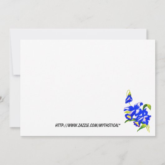 Uitnodiging voor een blauwe orchidee bruiloft (Achterkant)