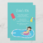 Uitnodiging voor een blauwe pool (Voorkant / Achterkant)